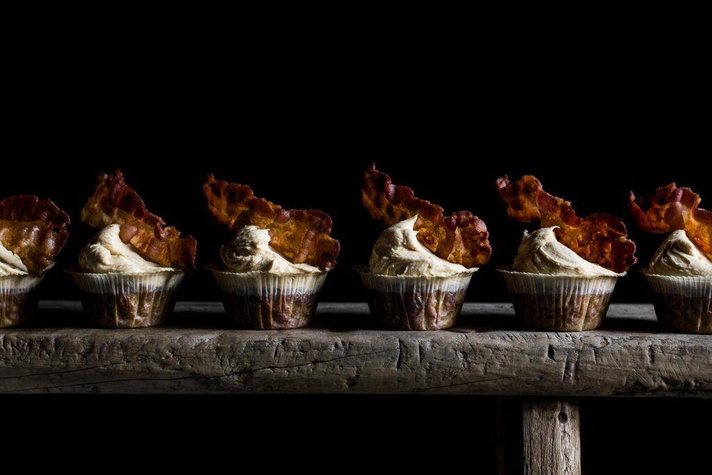 Banan, peanutbutter og bacon muffins