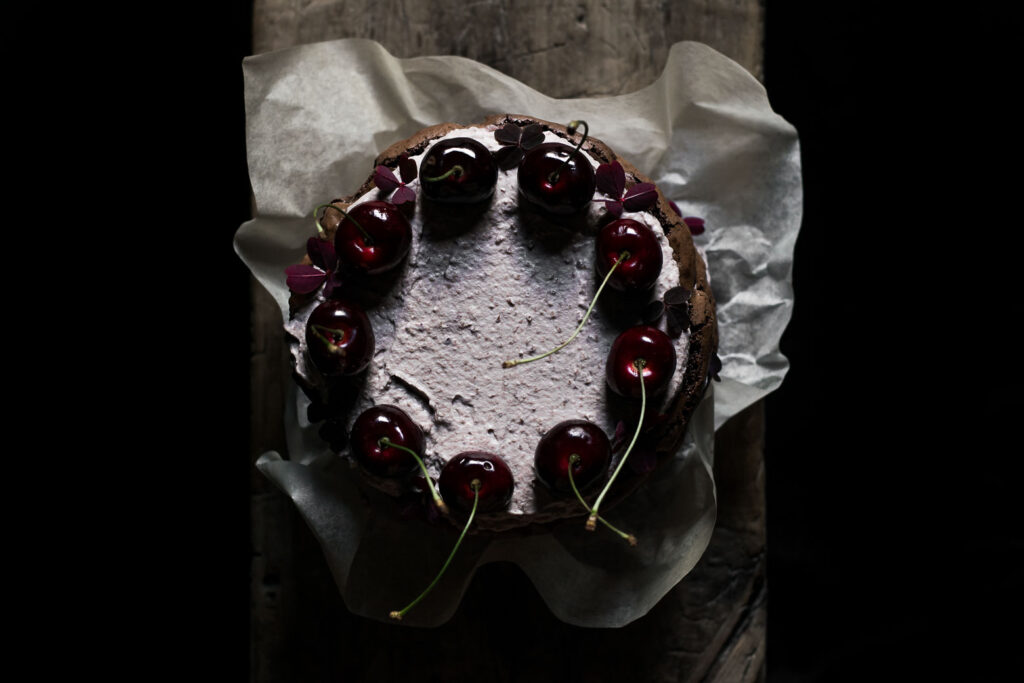 Amaretto marineret kirsebær brownie