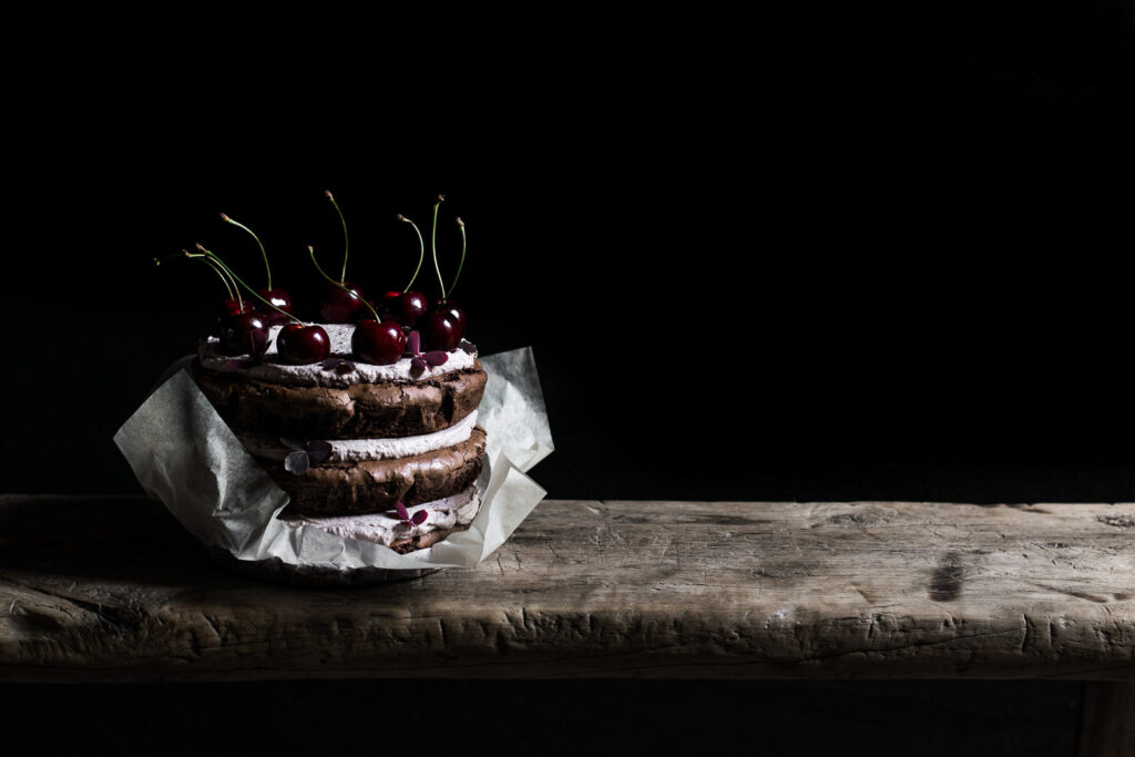 Amaretto marineret kirsebær brownie