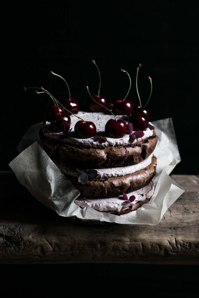 Amaretto marineret kirsebær brownie
